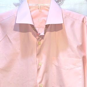 MEN PALE PINK BUTTON DOWN LONG SLEEVE DRESS SHIRT SZ L